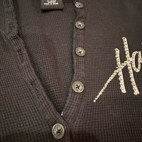 Harley Davidson Hooded Long Sleeve Buttoned V-Neck - Picture 3 of 10